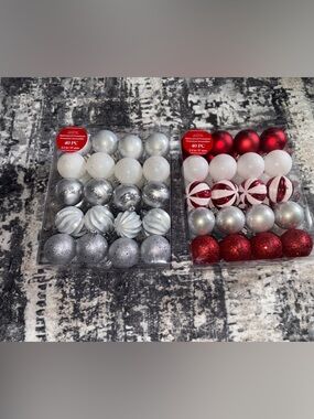 2 packs of 40 shatterproof new ornaments